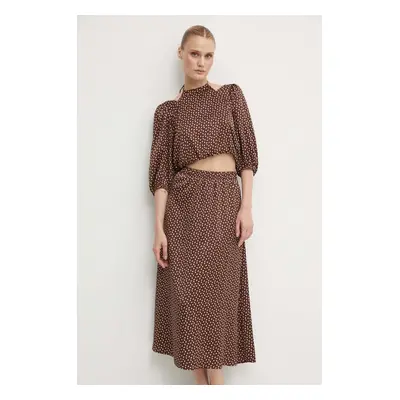 Šaty Bruuns Bazaar AcaciaBBAdria dress hnědá barva, maxi, BBW3942