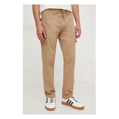 Kalhoty Pepe Jeans GYMDIGO CARGO PANT pánské, béžová barva, přiléhavé, PM211652