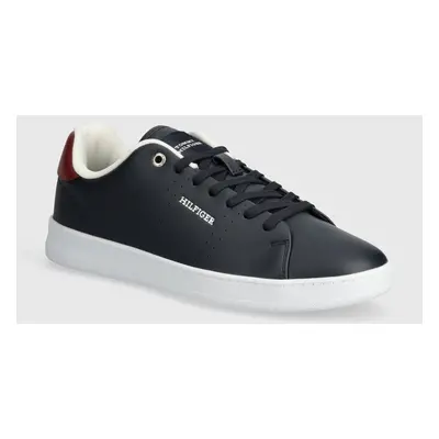 Kožené sneakers boty Tommy Hilfiger COURT CUPSOLE RWB LTH tmavomodrá barva, FM0FM04966