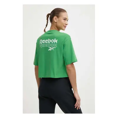 Bavlněné tričko Reebok zelená barva, 100075957