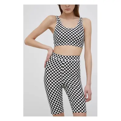 Bavlněné šortky Vans dámské, vzorované, high waist, VN0A7PNE56M1-BLACKWHITE