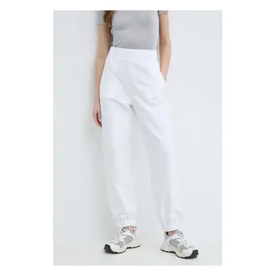 Kalhoty Max Mara Leisure dámské, bílá barva, široké, high waist, 2416781088600