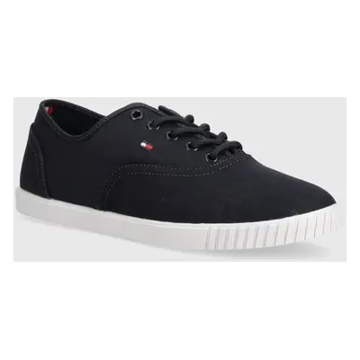 Tenisky Tommy Hilfiger CANVAS LACE UP SNEAKER dámské, tmavomodrá barva, FW0FW07805