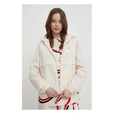 Bunda Tommy Hilfiger dámská, béžová barva, přechodná, WW0WW41790