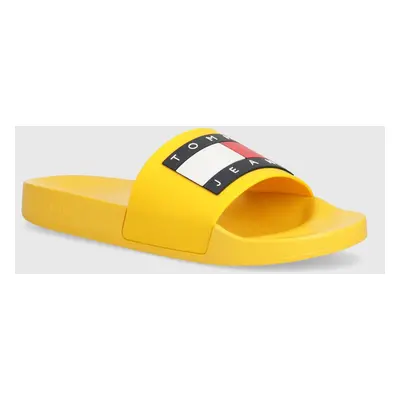 Pantofle Tommy Jeans POOL SLIDE ESS pánské, černá barva, EM0EM01191