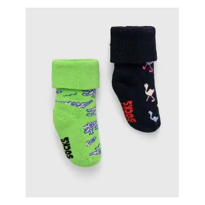 Dětské ponožky Happy Socks Kids Animals Baby Terry Socks 2-pack černá barva