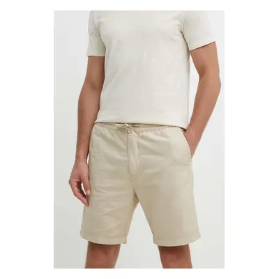 Plátěné kraťasy Pepe Jeans RELAXED LINEN SMART SHORTS béžová barva, PM801093