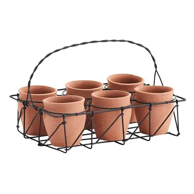 Sada květináčů s košem Madam Stoltz Terracotta 6-pack