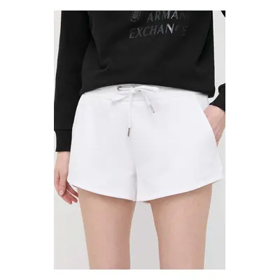 Kraťasy Armani Exchange dámské, bílá barva, hladké, high waist, 8NYSBA YJE5Z NOS