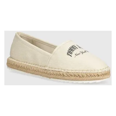 Espadrilky Tommy Jeans TJW VARSITY ESPADRILLE béžová barva, EN0EN02470