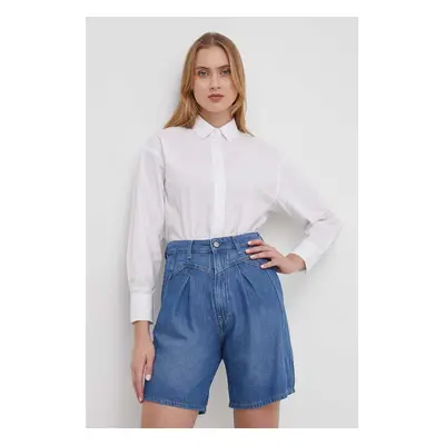 Bavlněná košile Pepe Jeans PAULA bílá barva, relaxed, s klasickým límcem, PL304808