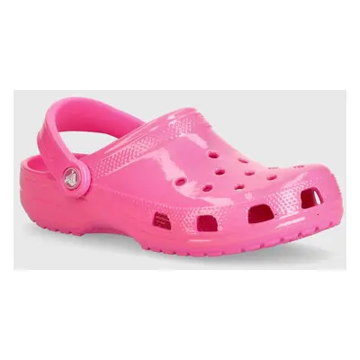 Dětské pantofle Crocs Classic Neon Highlighter Cg růžová barva