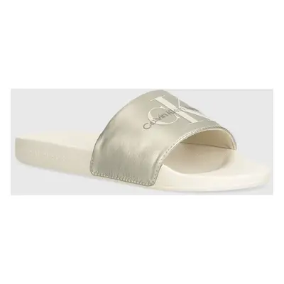 Pantofle Calvin Klein Jeans SLIDE NY PEARL dámské, černá barva, YW0YW01243