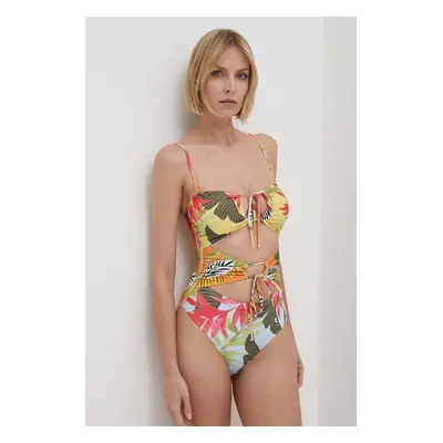 Jednodílné plavky Desigual PALMS ONE PIECE žlutá barva, mírně vyztužený košík, 24SWMK05