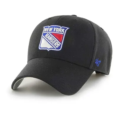 Bavlněná baseballová čepice 47brand NHL New York Rangers černá barva, s aplikací, H-MVP13WBV-BKB