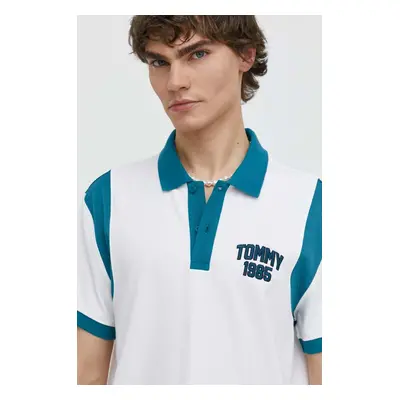 Bavlněné polo tričko Tommy Jeans bílá barva, DM0DM18919