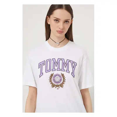 Bavlněné tričko Tommy Jeans bílá barva, DW0DW17824