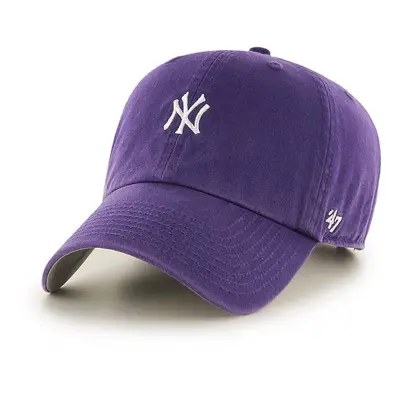 Bavlněná baseballová čepice 47brand MLB New York Yankees fialová barva, s aplikací, B-BSRNR17GWS