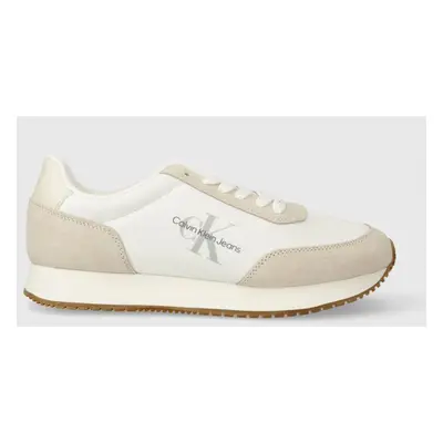 Sneakers boty Calvin Klein Jeans RETRO RUNNER LOW LACE NY ML béžová barva, YW0YW01326