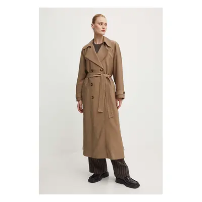 Trench kabát Bruuns Bazaar CornusBBAdelena jacket dámský, zelená barva, přechodný, BBW3918