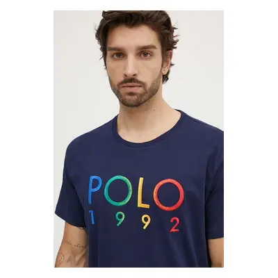 Bavlněné tričko Polo Ralph Lauren tmavomodrá barva, s aplikací, 710934742