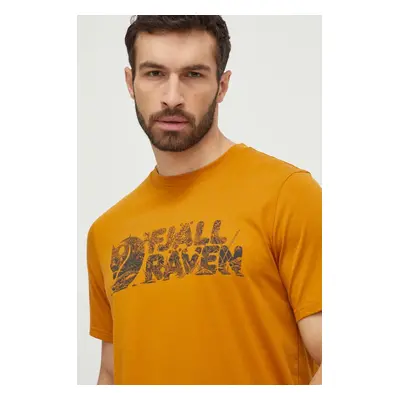 Tričko Fjallraven Lush Logo T-shirt žlutá barva, s potiskem, F12600219