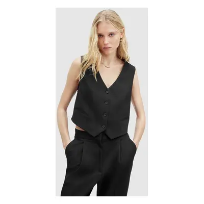 Vesta AllSaints NELLIE WAISTCOAT černá barva, jednořadá, WT512Z