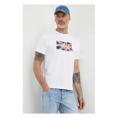 Bavlněné tričko Pepe Jeans Clag bílá barva, s potiskem, PM509384