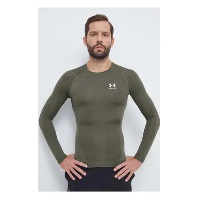 Tréninkové tričko s dlouhým rukávem Under Armour zelená barva, 1361524