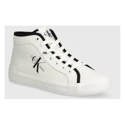 Kecky Calvin Klein Jeans SKATER VULCANIZED HIGH CS ML MR dámské, bílá barva, YW0YW01454