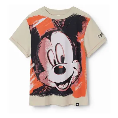 Dětské bavlněné tričko Desigual x Mickey bílá barva, s potiskem