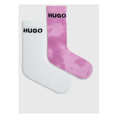 Ponožky HUGO 2-pack pánské, růžová barva, 50514099