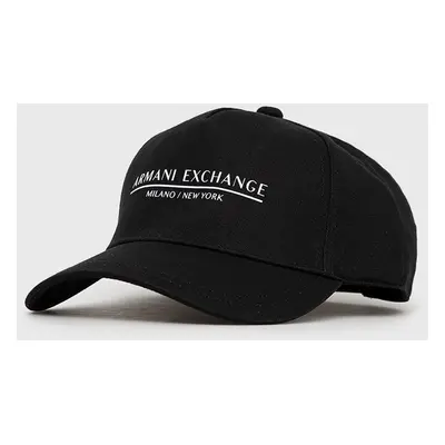 Bavlněná čepice Armani Exchange černá barva, s potiskem