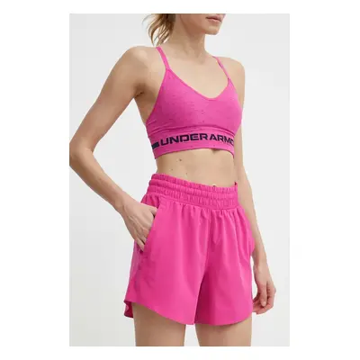 Tréninkové šortky Under Armour Flex růžová barva, hladké, high waist, 1376933