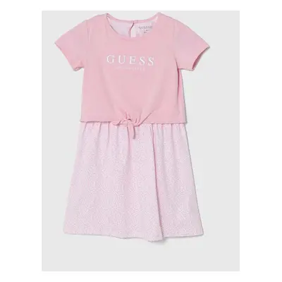 Dívčí šaty Guess růžová barva, mini