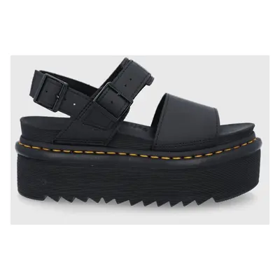 Kožené sandály Dr. Martens Voss Quad dámské, černá barva, na platformě, DM26725001.Voss.Quad.Bl-