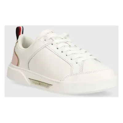 Kožené sneakers boty Tommy Hilfiger SPORTY CHIC COURT SNEAKER bílá barva, FW0FW07814