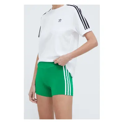 Kraťasy adidas Originals dámské, zelená barva, s aplikací, high waist