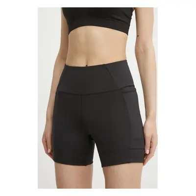 Šortky na jógu Puma Studio černá barva, high waist, 524863