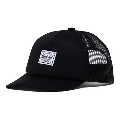 Kšiltovka Herschel Baby Whaler Mesh Cap černá barva, hladká