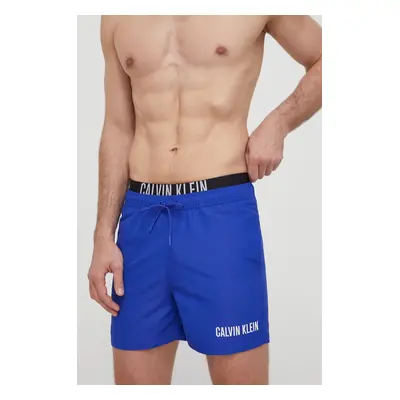 Plavkové šortky Calvin Klein tmavomodrá barva, KM0KM00992