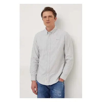 Košile Pepe Jeans PAT zelená barva, regular, s límečkem button-down, PM308275