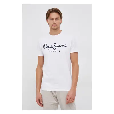 Tričko Pepe Jeans Original Stretch bílá barva, s potiskem