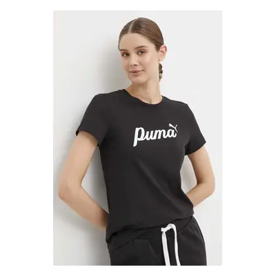 Bavlněné tričko Puma černá barva, 679315