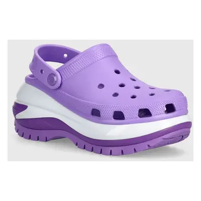 Pantofle Crocs Mega Crush Clog dámské, fialová barva, na platformě, 207988