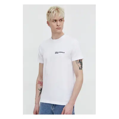 Bavlněné tričko Karl Lagerfeld Jeans bílá barva, s aplikací