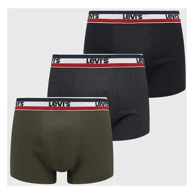 Boxerky Levi's 3-pack pánské, zelená barva, 37149.0814-009