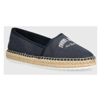 Espadrilky Tommy Jeans TJW VARSITY ESPADRILLE tmavomodrá barva, EN0EN02470