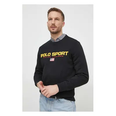 Mikina Polo Ralph Lauren pánská, černá barva, s potiskem, 710835770