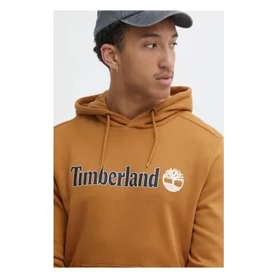 Mikina Timberland pánská, hnědá barva, s kapucí, s potiskem, TB0A5UKKP471